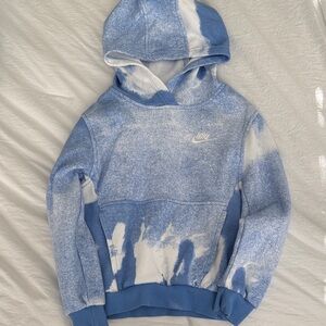 Kids Nike Sky Blue and White Tie-Dye Hoodie